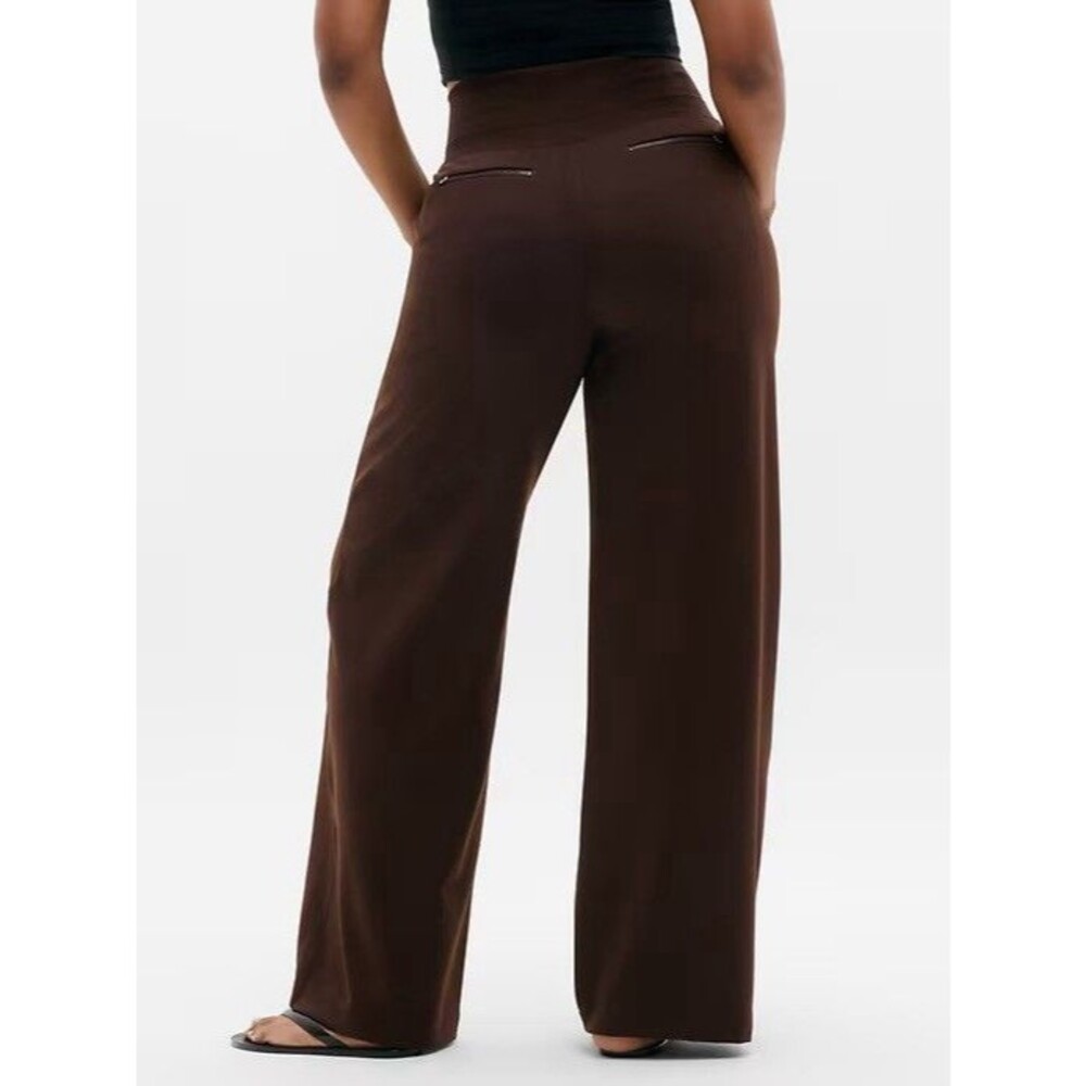 NWT Athleta Venice High Rise Wide Leg Pant Woodland Brown Large Petite UPF 40 - Picture 3 of 10